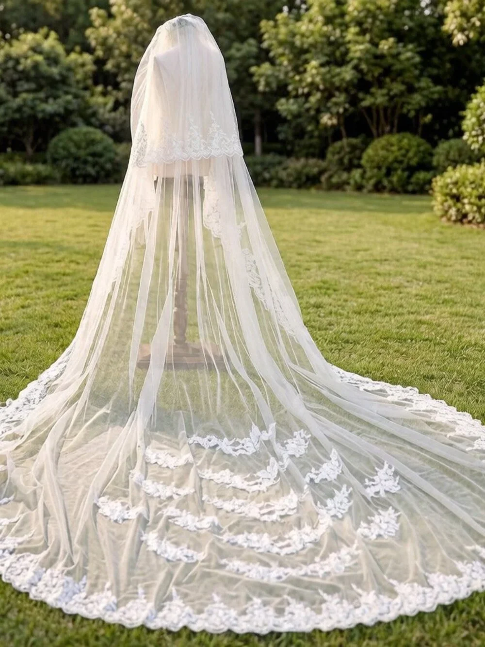 Royal Cathedral Lace Edge Bridal Veil 2 Tier White 138